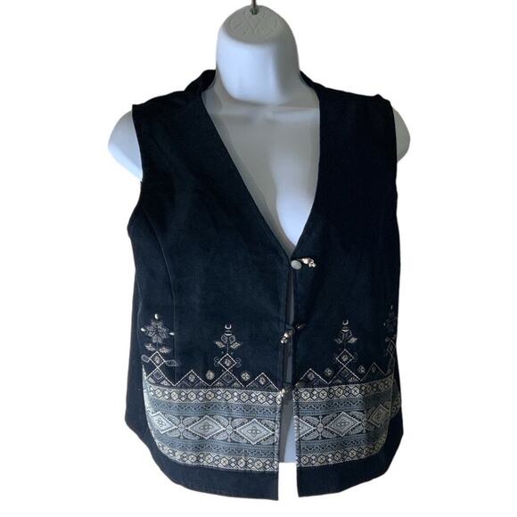Vintage White Stag Aztec Vest Women's Size Medium Geometric Sleeveless Top - Picture 3 of 8